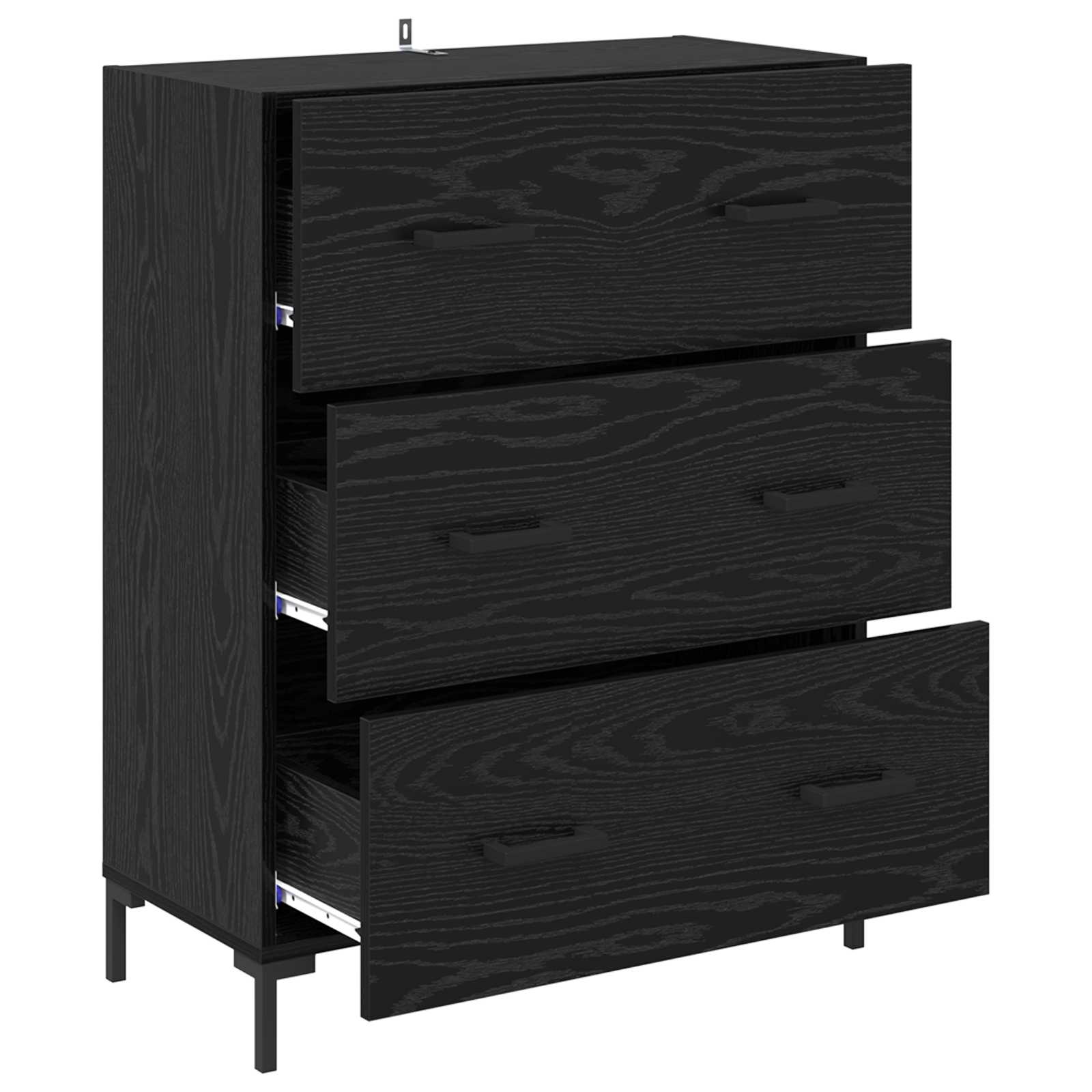 Sideboard mit Schubladen Schwarz Eichen-Optik 69,5 x 34 x 90 cm