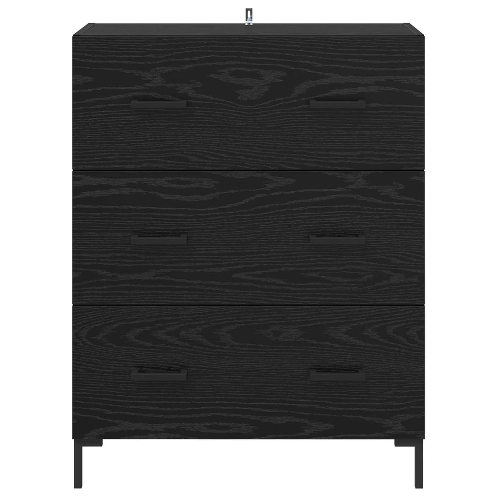 Sideboard mit Schubladen Schwarz Eichen-Optik 69,5 x 34 x 90 cm
