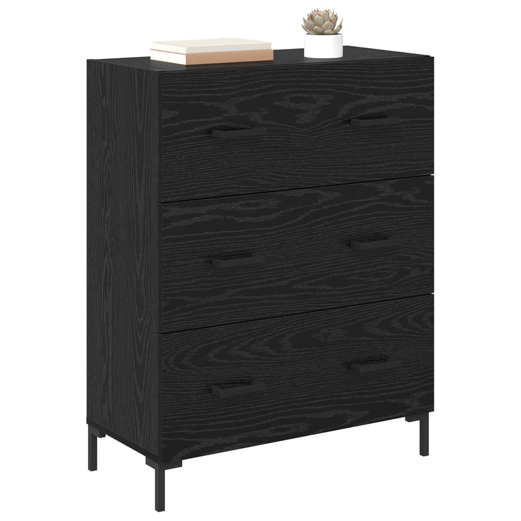 Sideboard mit Schubladen Schwarz Eichen-Optik 69,5 x 34 x 90 cm