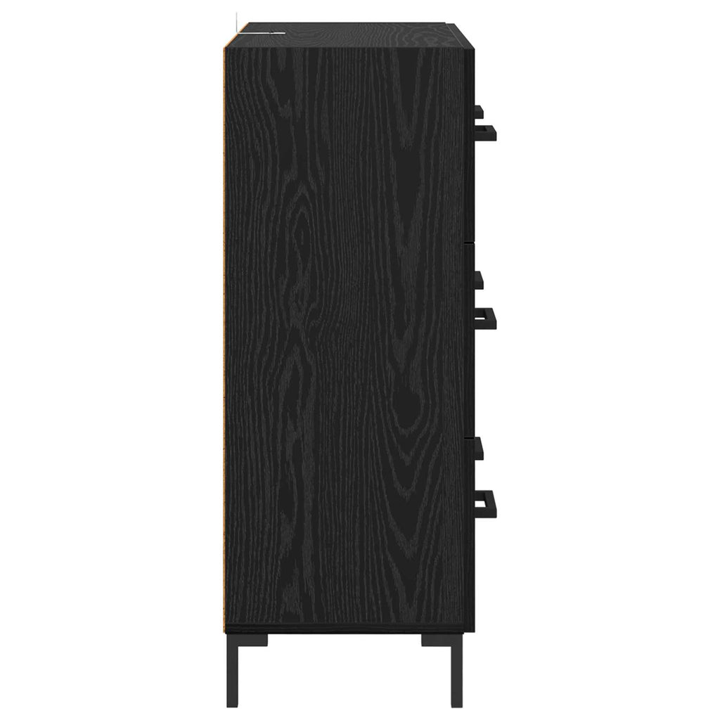 Sideboard mit Schubladen Schwarz Eichen-Optik 69,5 x 34 x 90 cm