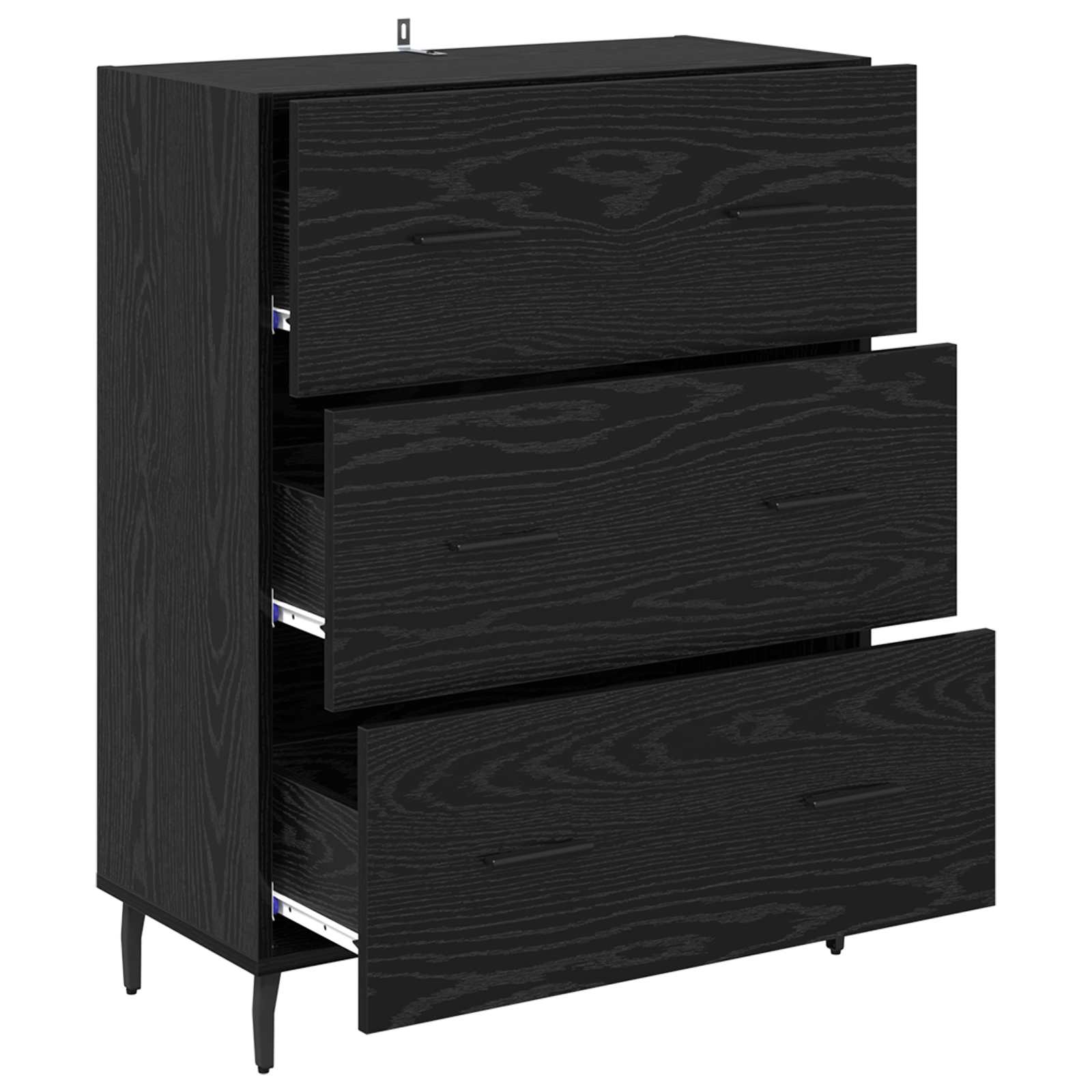 Sideboard mit Schubladen Schwarz Eichen-Optik 69,5 x 34 x 90 cm