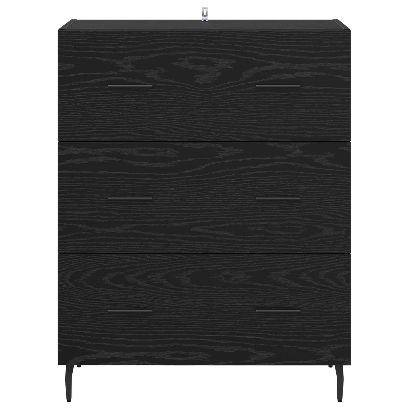 Sideboard mit Schubladen Schwarz Eichen-Optik 69,5 x 34 x 90 cm
