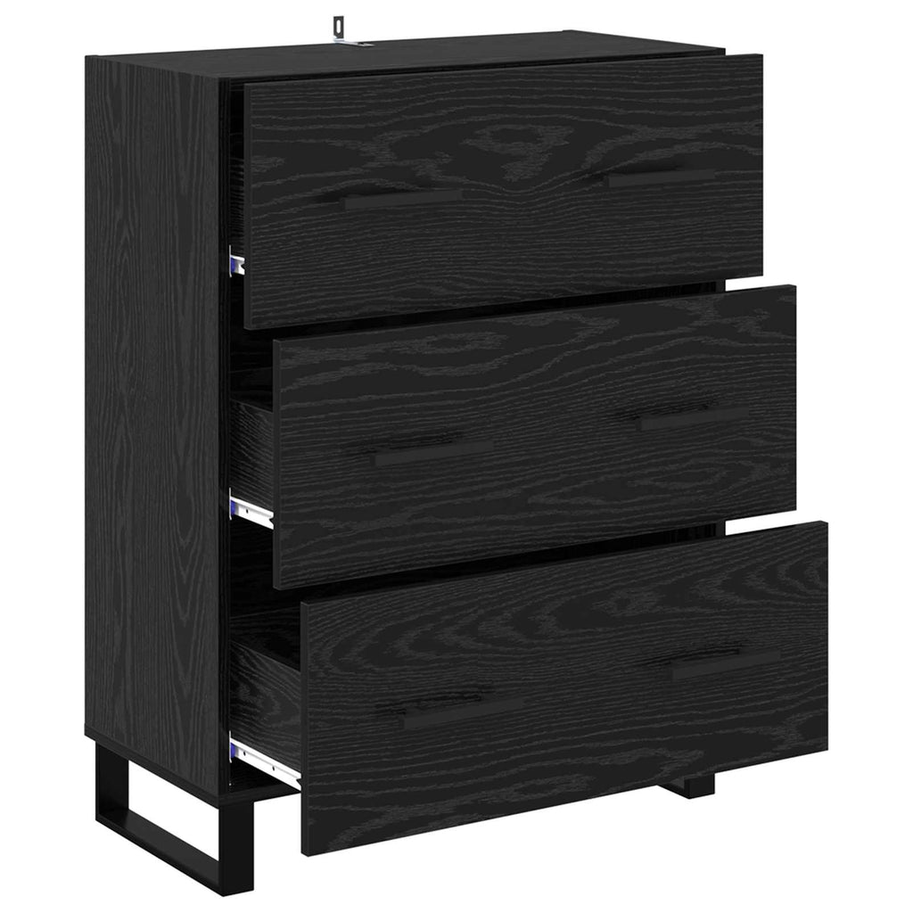 Sideboard mit Schubladen Schwarz Eichen-Optik 69,5 x 34 x 90 cm