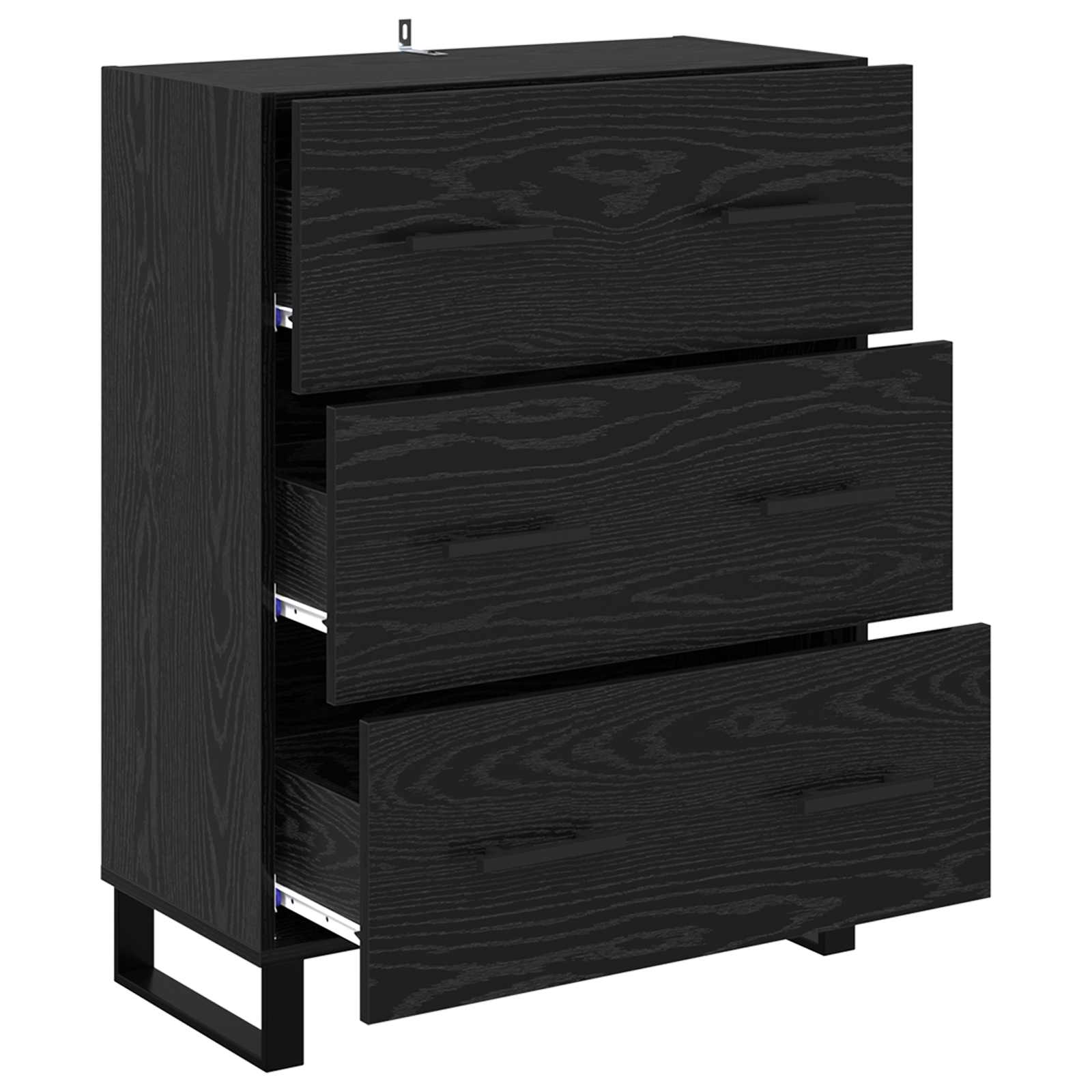 Sideboard mit Schubladen Schwarz Eichen-Optik 69,5 x 34 x 90 cm