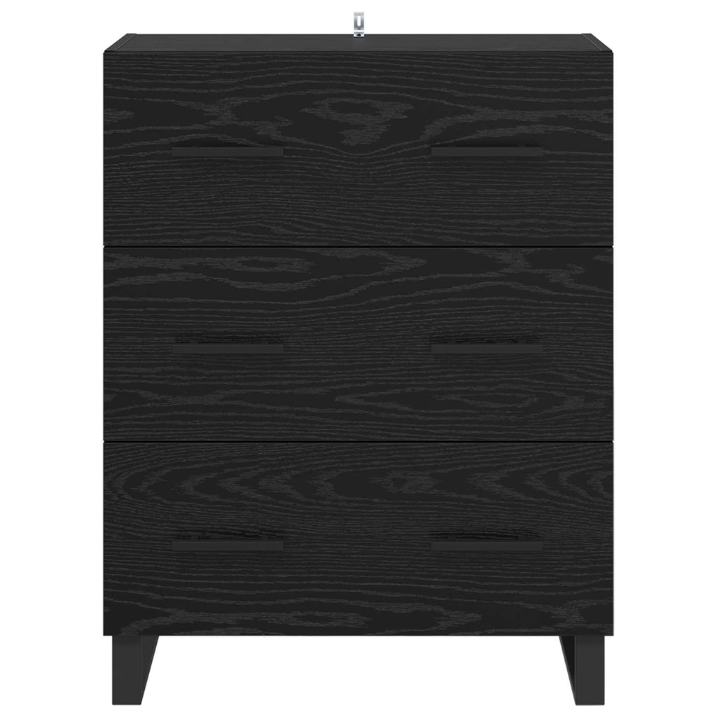 Sideboard mit Schubladen Schwarz Eichen-Optik 69,5 x 34 x 90 cm