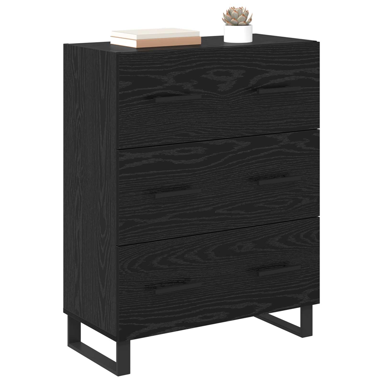 Sideboard mit Schubladen Schwarz Eichen-Optik 69,5 x 34 x 90 cm