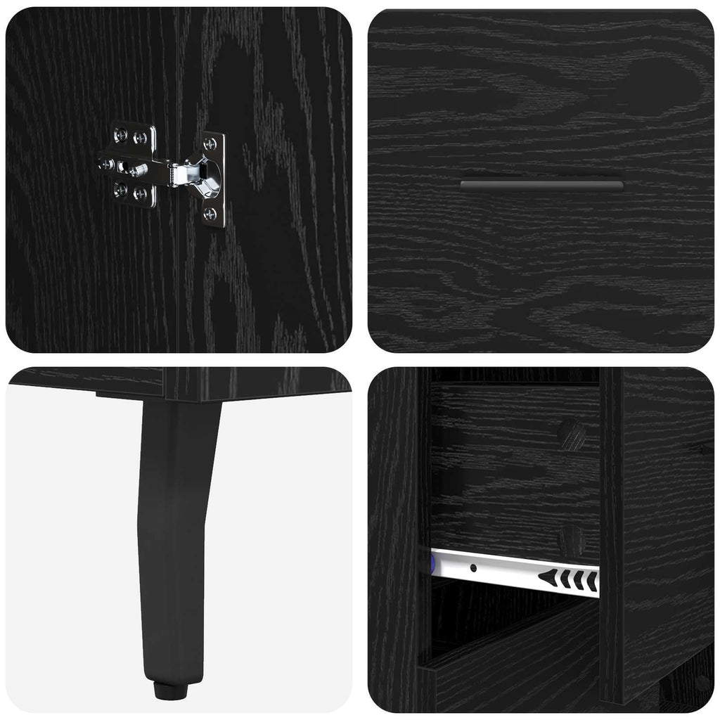 Sideboard mit Schubladen Schwarz Eichen-Optik 69,5 x 34 x 90 cm