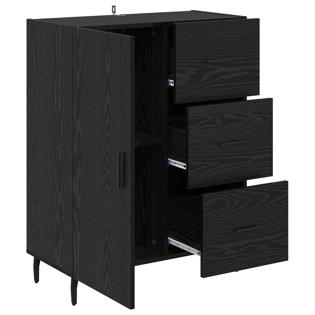 Sideboard mit Schubladen Schwarz Eichen-Optik 69,5 x 34 x 90 cm