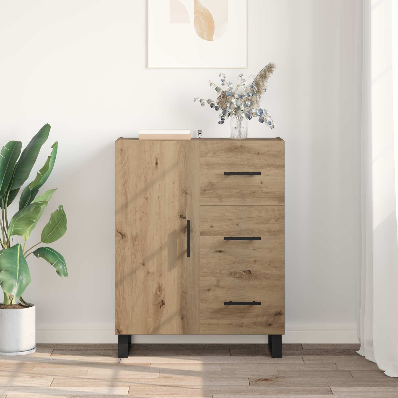 Sideboard Artisan-Eiche 69,5 x 34 x 90 cm Verbundholz und Eisen