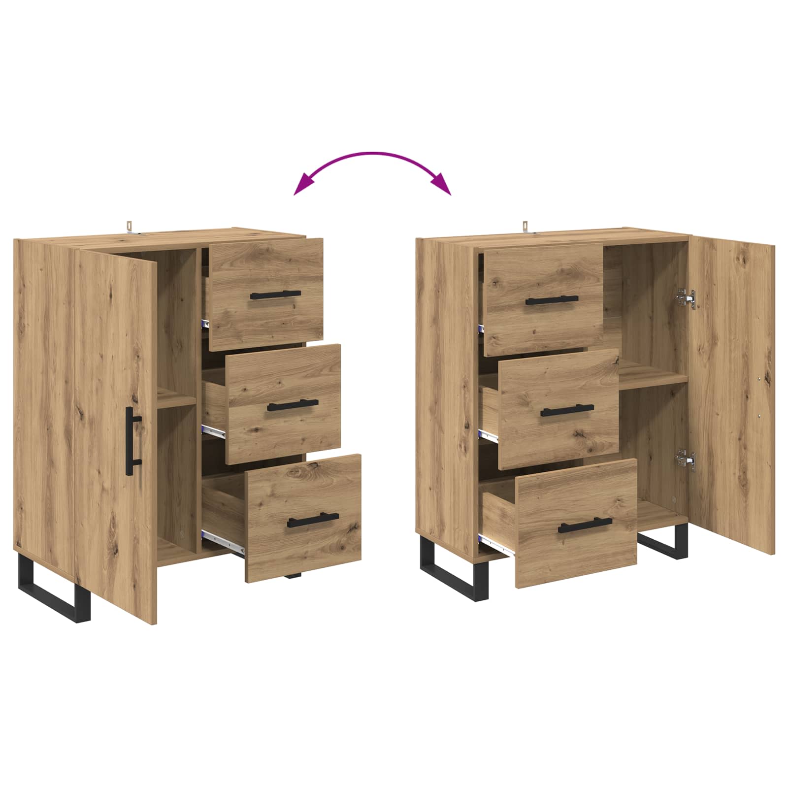 Sideboard Artisan-Eiche 69,5 x 34 x 90 cm Verbundholz und Eisen