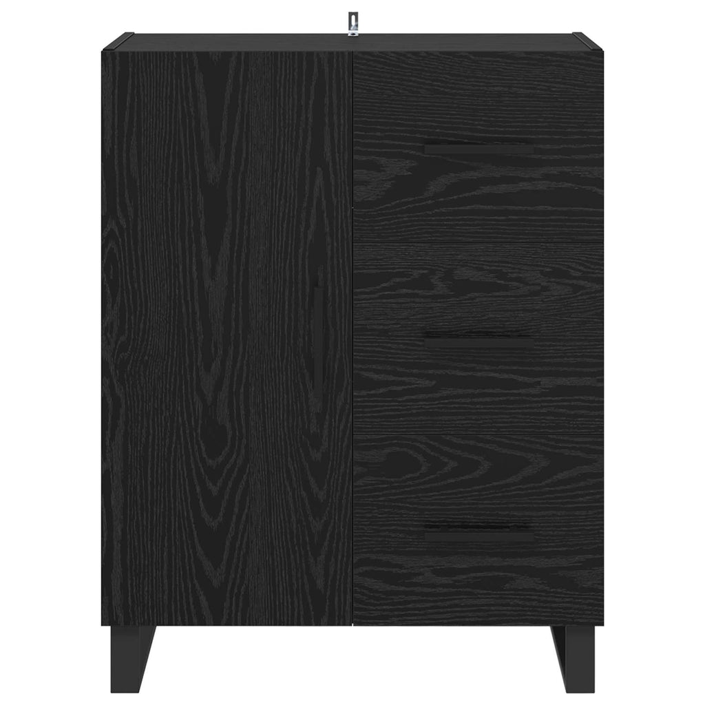 Sideboard mit Schubladen Schwarz Eichen-Optik 69,5 x 34 x 90 cm