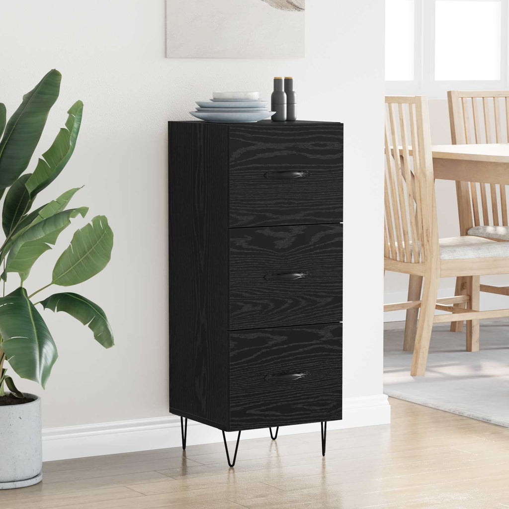 Sideboard Schwarz Eichen-Optik 34 x 34,5 x 90 cm Holzwerkstoff
