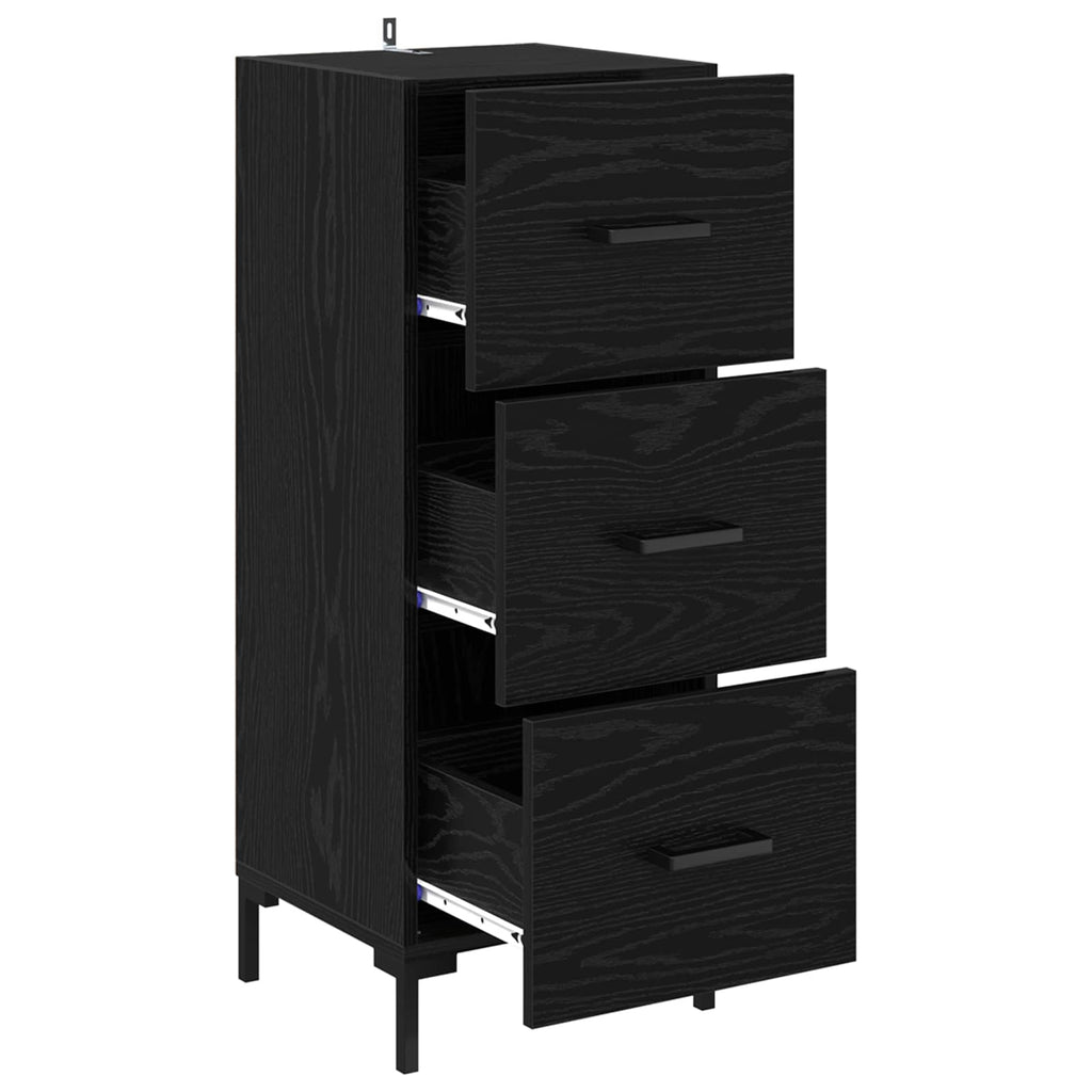 Sideboard Schwarz Eichen-Optik 34,5 x 34 x 90 cm Holzwerkstoff