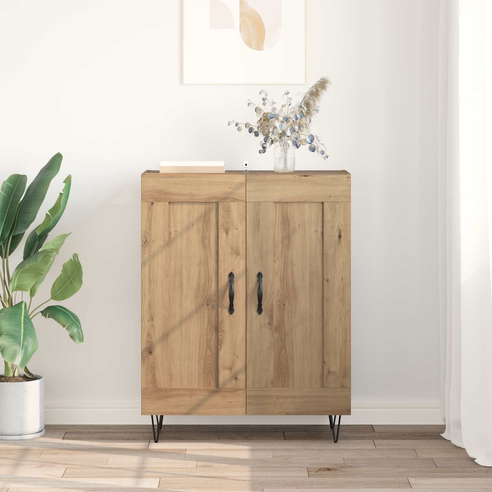 Sideboard Artisan-Eiche 69,5 x 34 x 90 cm Verbundholz und Eisen