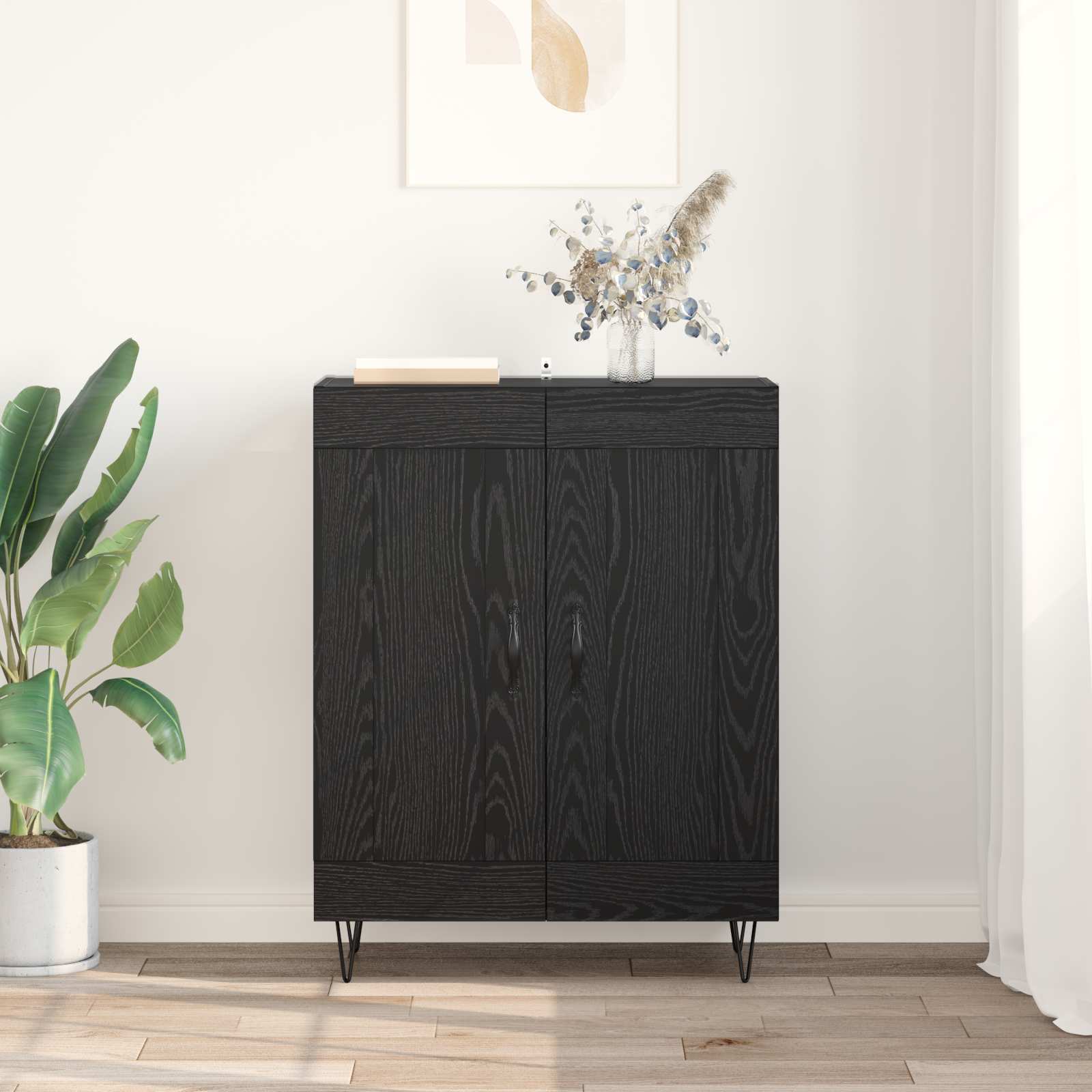 Sideboard Schwarz Eichen-Optik 69,5 x 34 x 90 cm