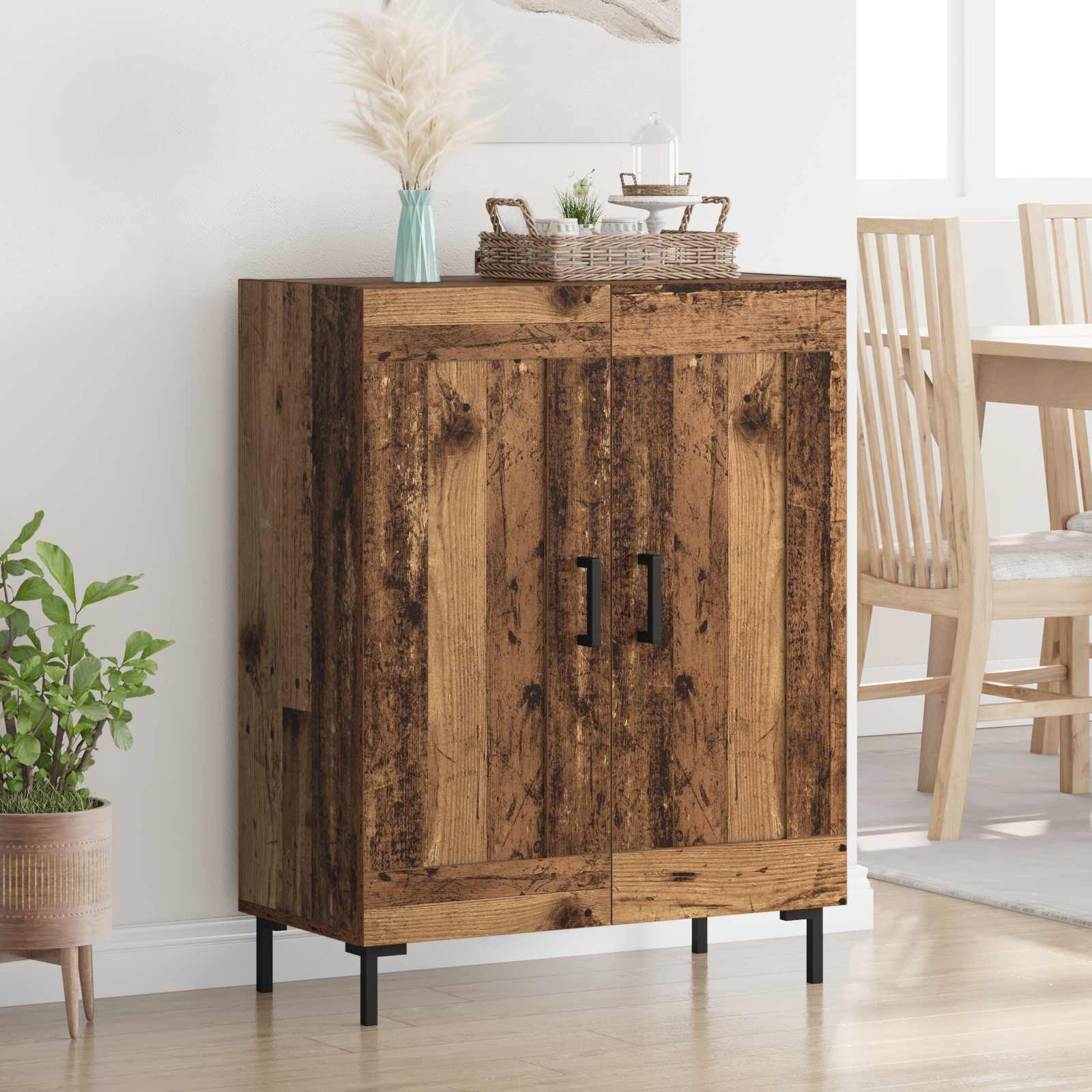 Sideboard Altholz 69,5 x 34 x 90 cm Verbundholz und Eisen