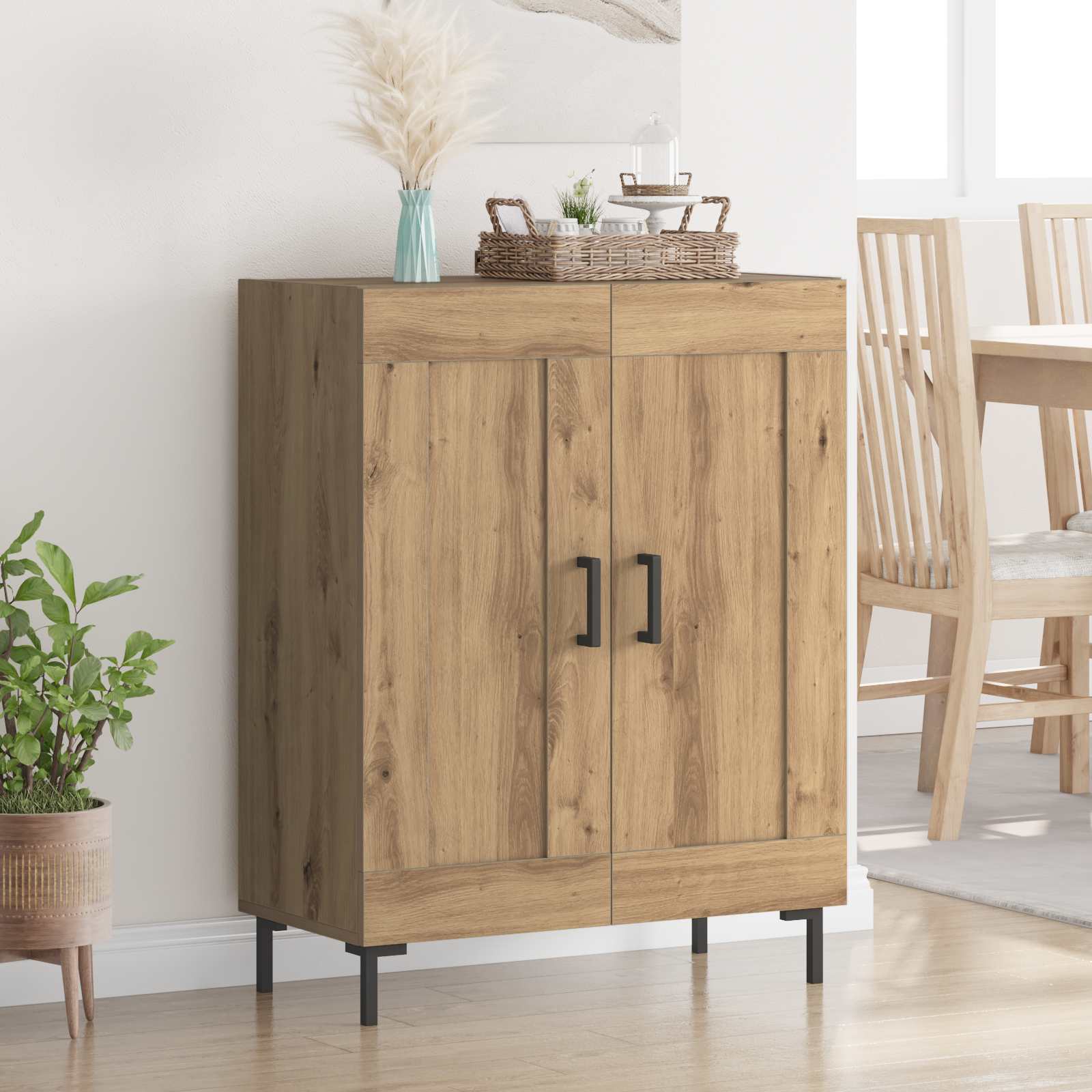 Sideboard Artisan-Eiche 69,5 x 34 x 90 cm Verbundholz und Eisen