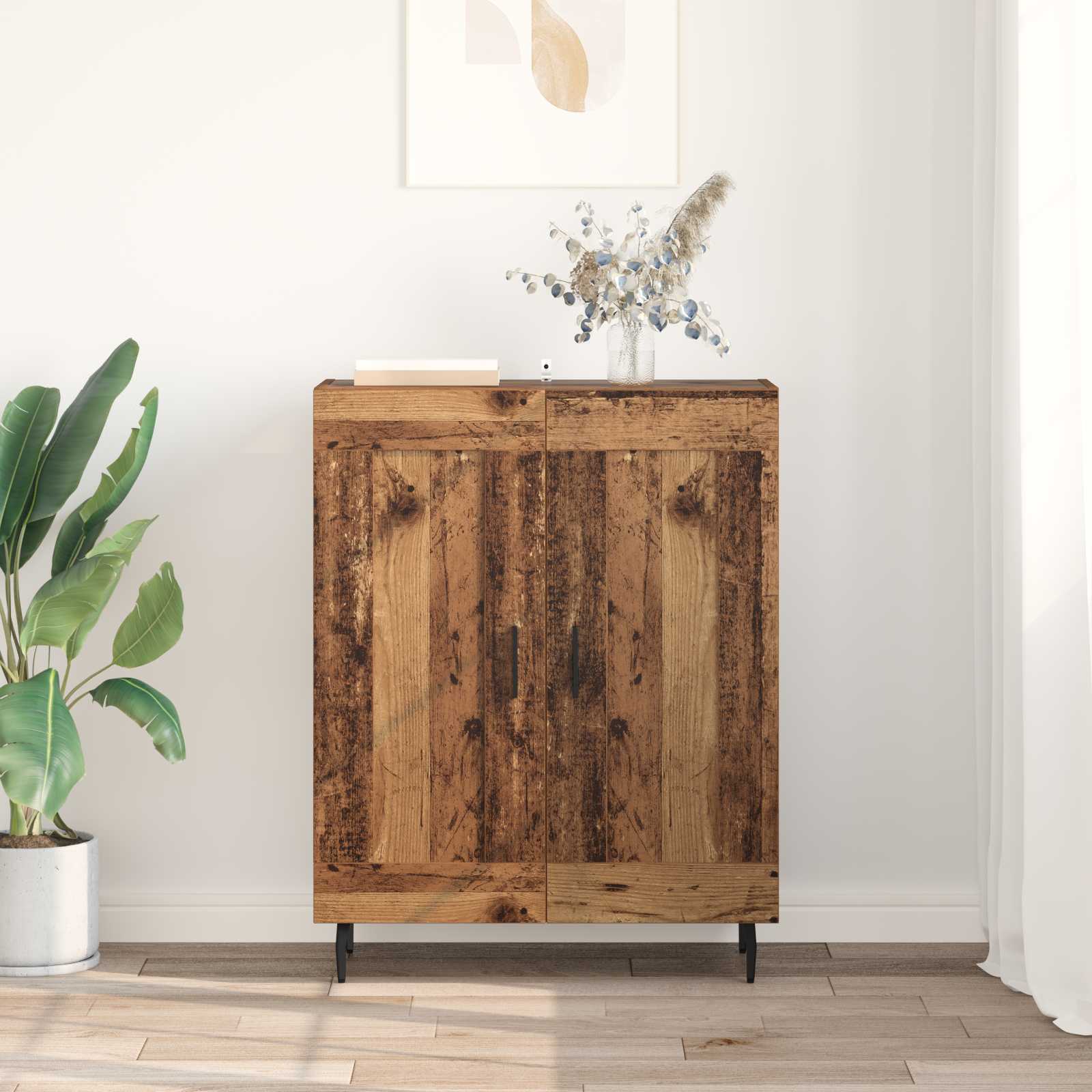 Sideboard Altholz 69,5 x 34 x 90 cm Verbundholz und Eisen
