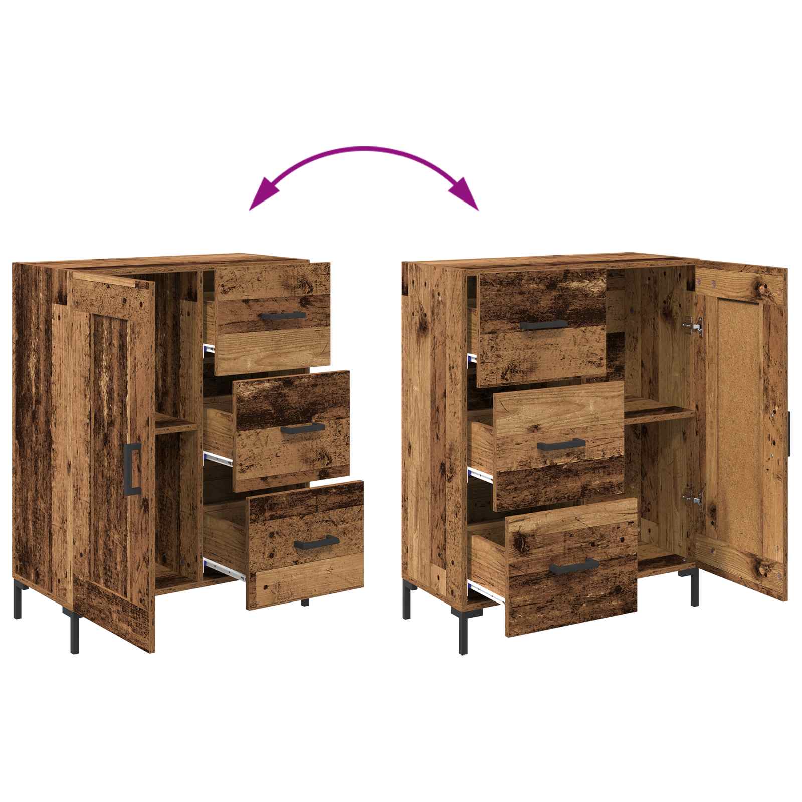 Sideboard Altholz 69.5 x 34 x 90 cm Holzwerkstoff