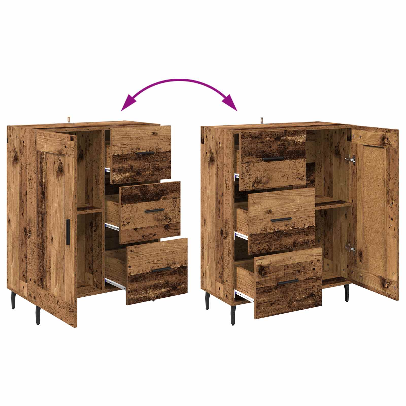 Sideboard Altholz 69,5 x 34 x 90 cm Verbundholz und Eisen