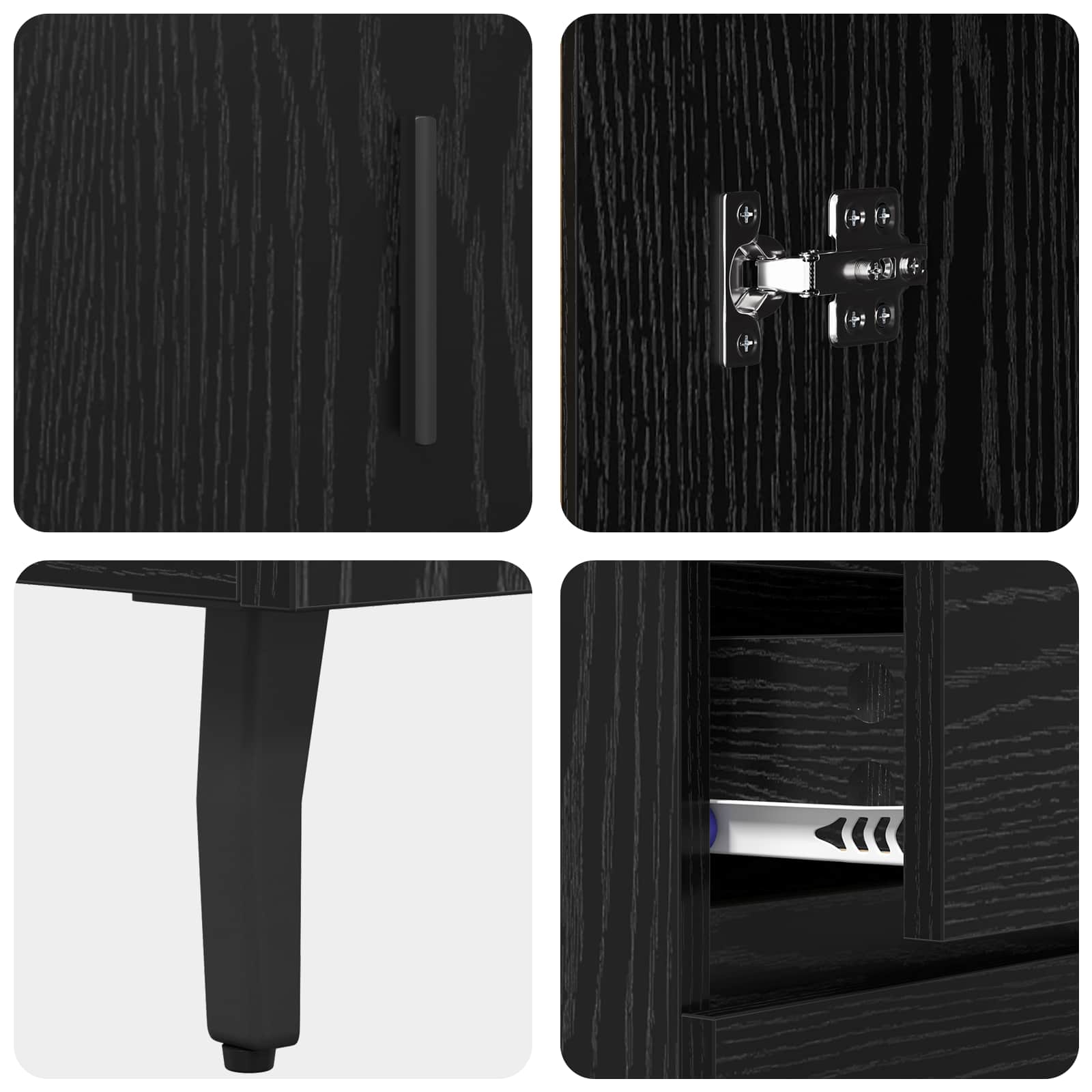 Sideboard mit Schubladen Schwarz Eichen-Optik 69,5 x 34 x 90 cm