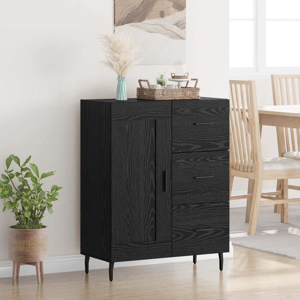 Sideboard mit Schubladen Schwarz Eichen-Optik 69,5 x 34 x 90 cm