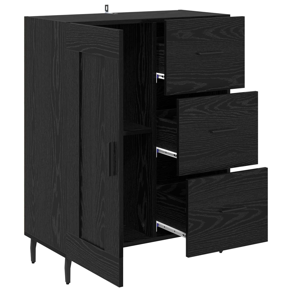 Sideboard mit Schubladen Schwarz Eichen-Optik 69,5 x 34 x 90 cm