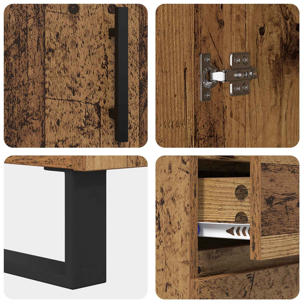 Sideboard Altholz 69,5 x 34 x 90 cm Verbundholz und Eisen