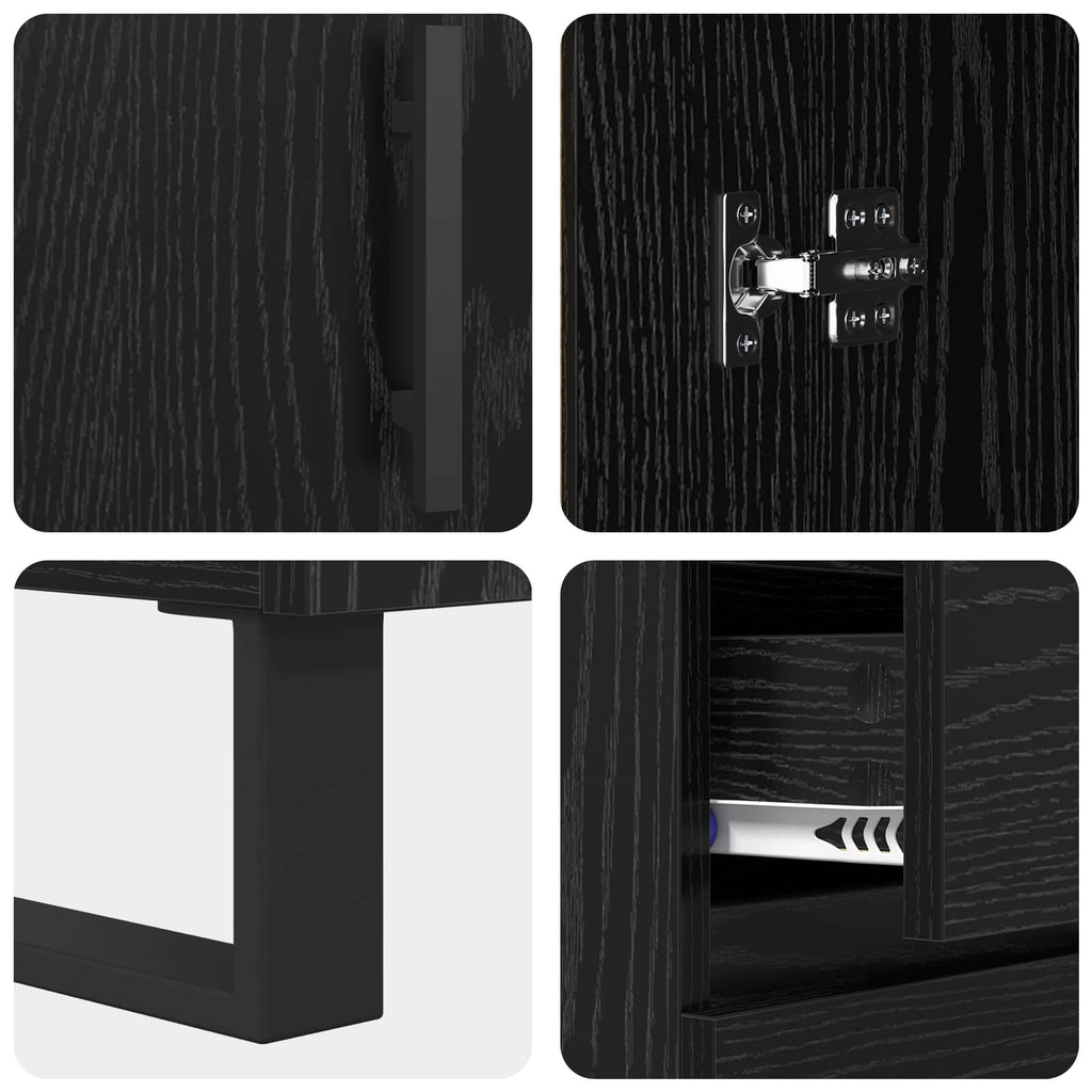 Sideboard mit Schubladen Schwarz Eichen-Optik 69,5 x 34 x 90 cm