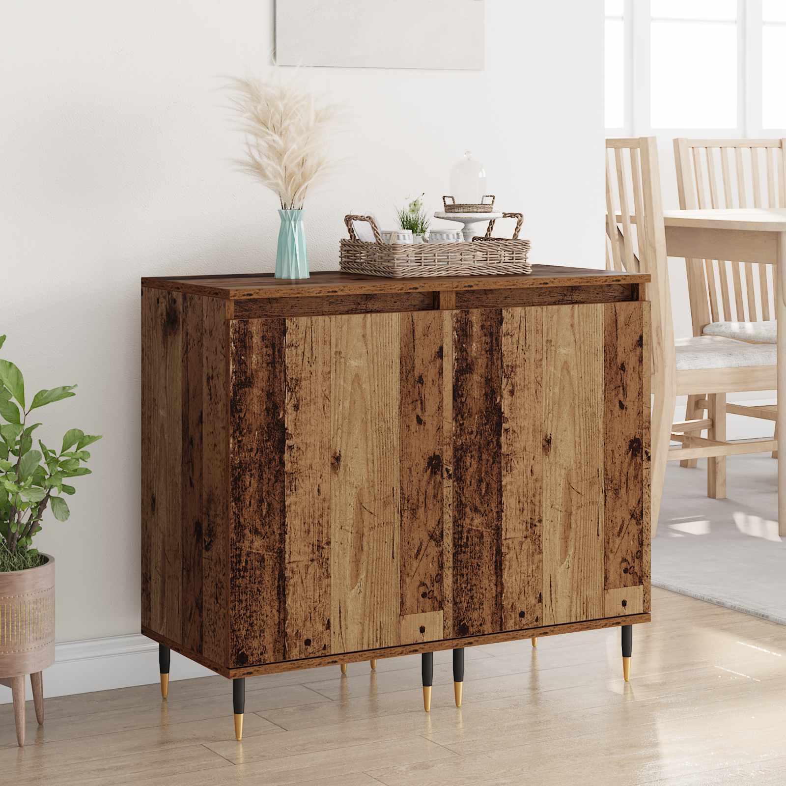 Sideboard 2 pcs Altholz 40 x 35 x 70 cm Verbundholz und Eisen