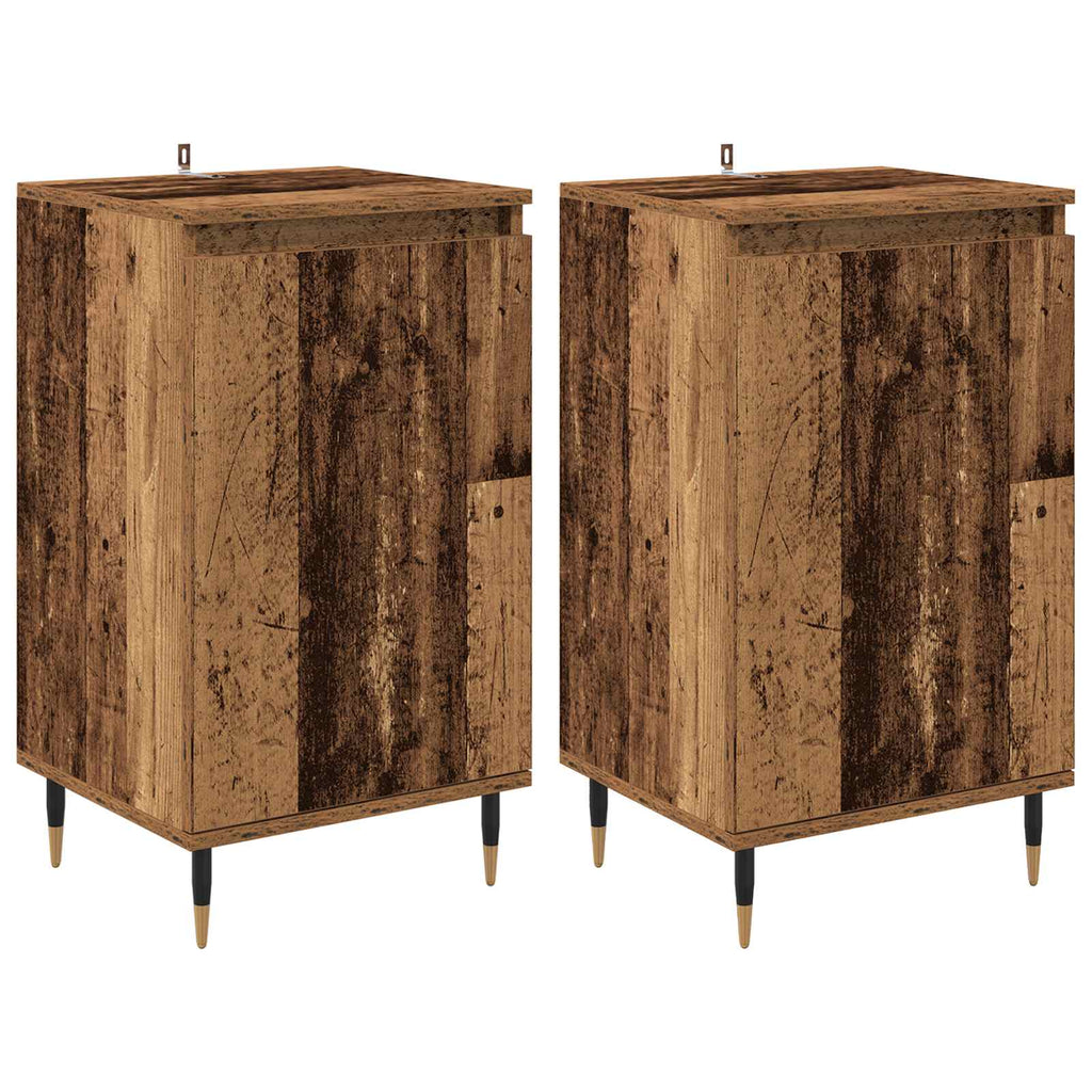 Sideboard 2 pcs Altholz 40 x 35 x 70 cm Verbundholz und Eisen