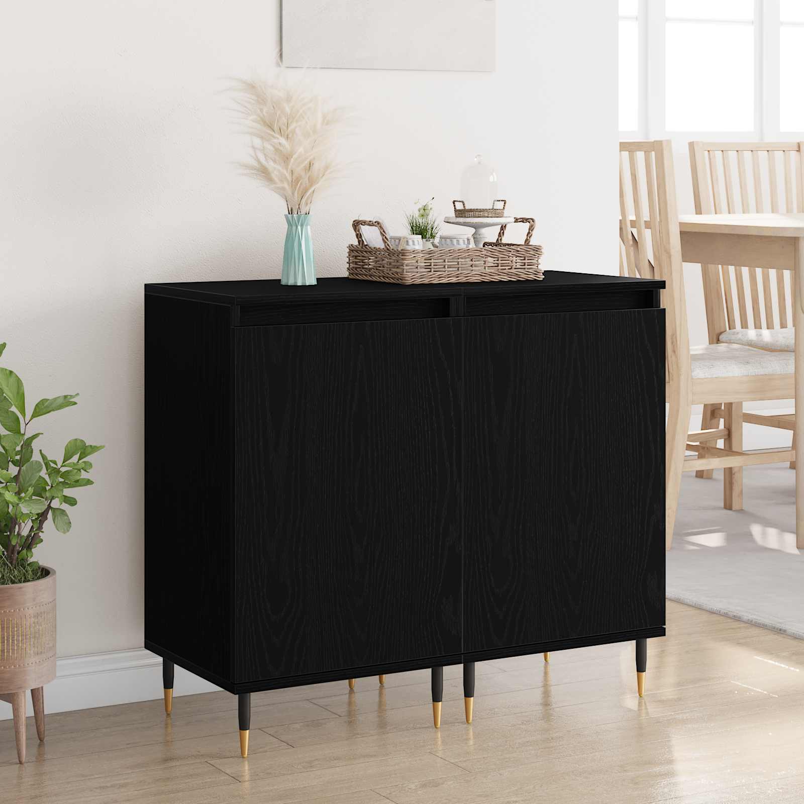 Sideboard 2 pcs Schwarz Eichen-Optik 40 x 35 x 70 cm
