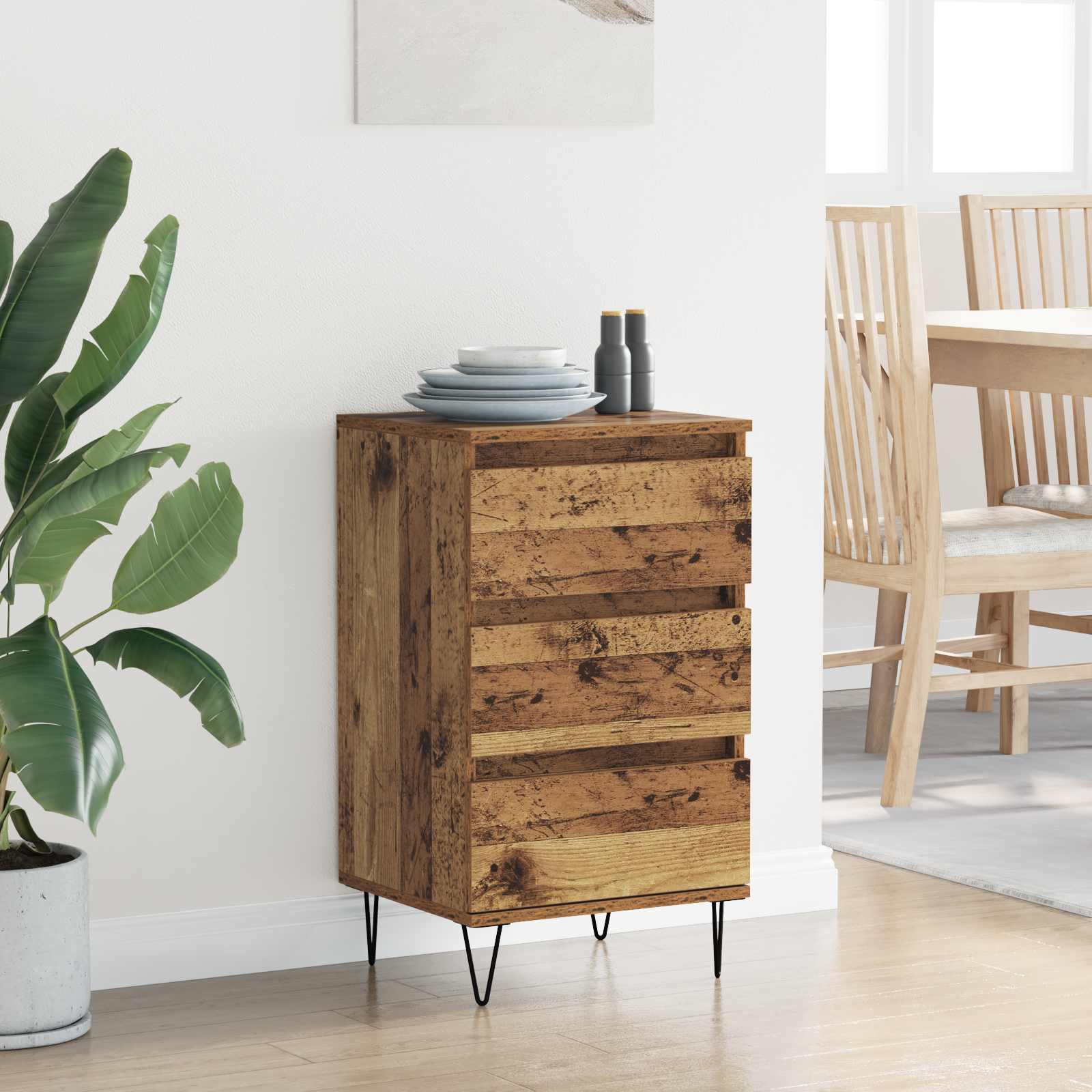 Sideboard Altholz 40 x 35 x 70 cm Verbundholz und Eisen
