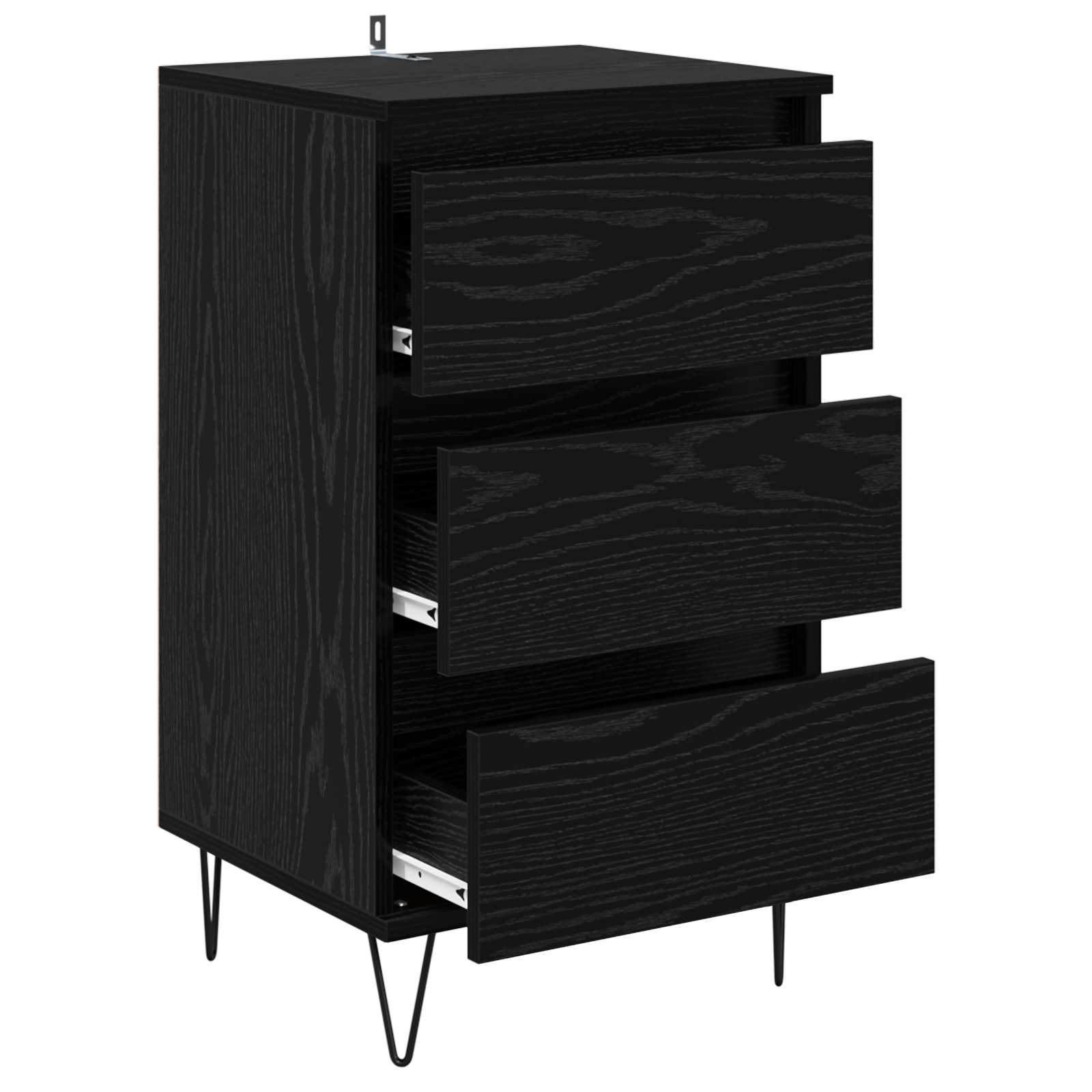 Sideboard mit Schubladen Schwarz Eichen-Optik 40 x 35 x 70 cm