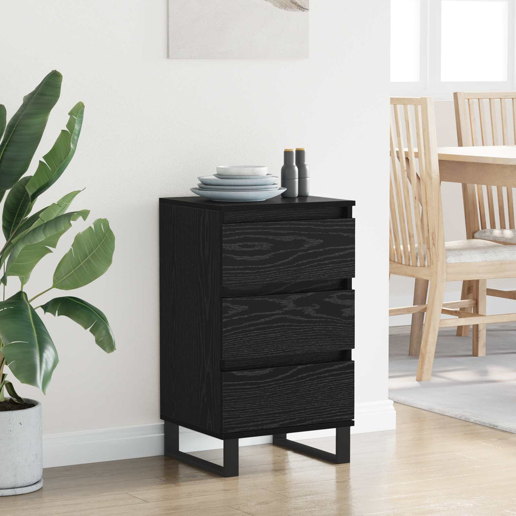 Sideboard mit Schubladen Schwarz Eichen-Optik Holzwerkstoff