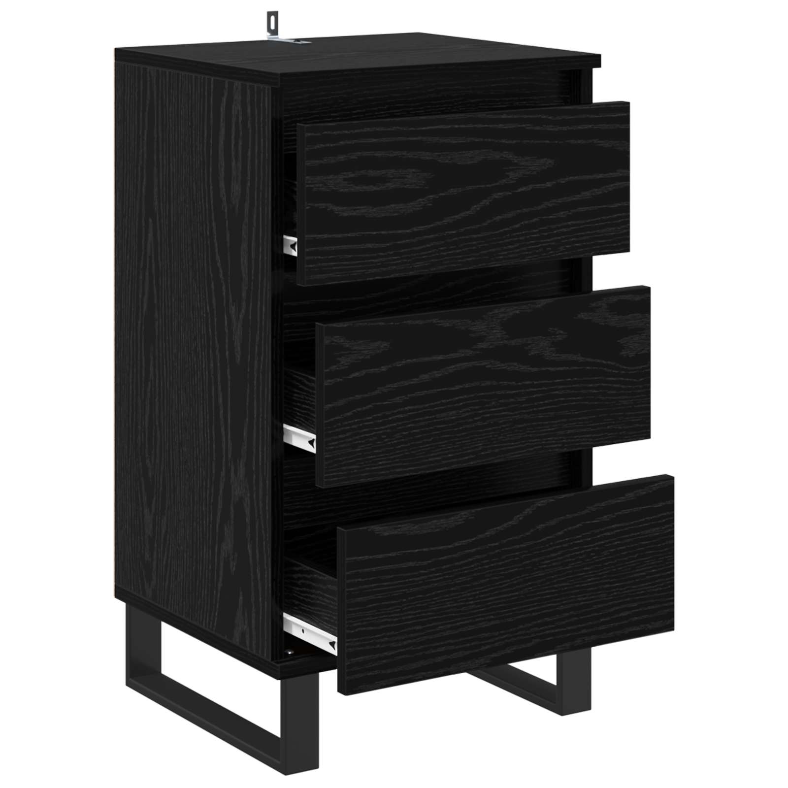 Sideboard mit Schubladen Schwarz Eichen-Optik Holzwerkstoff