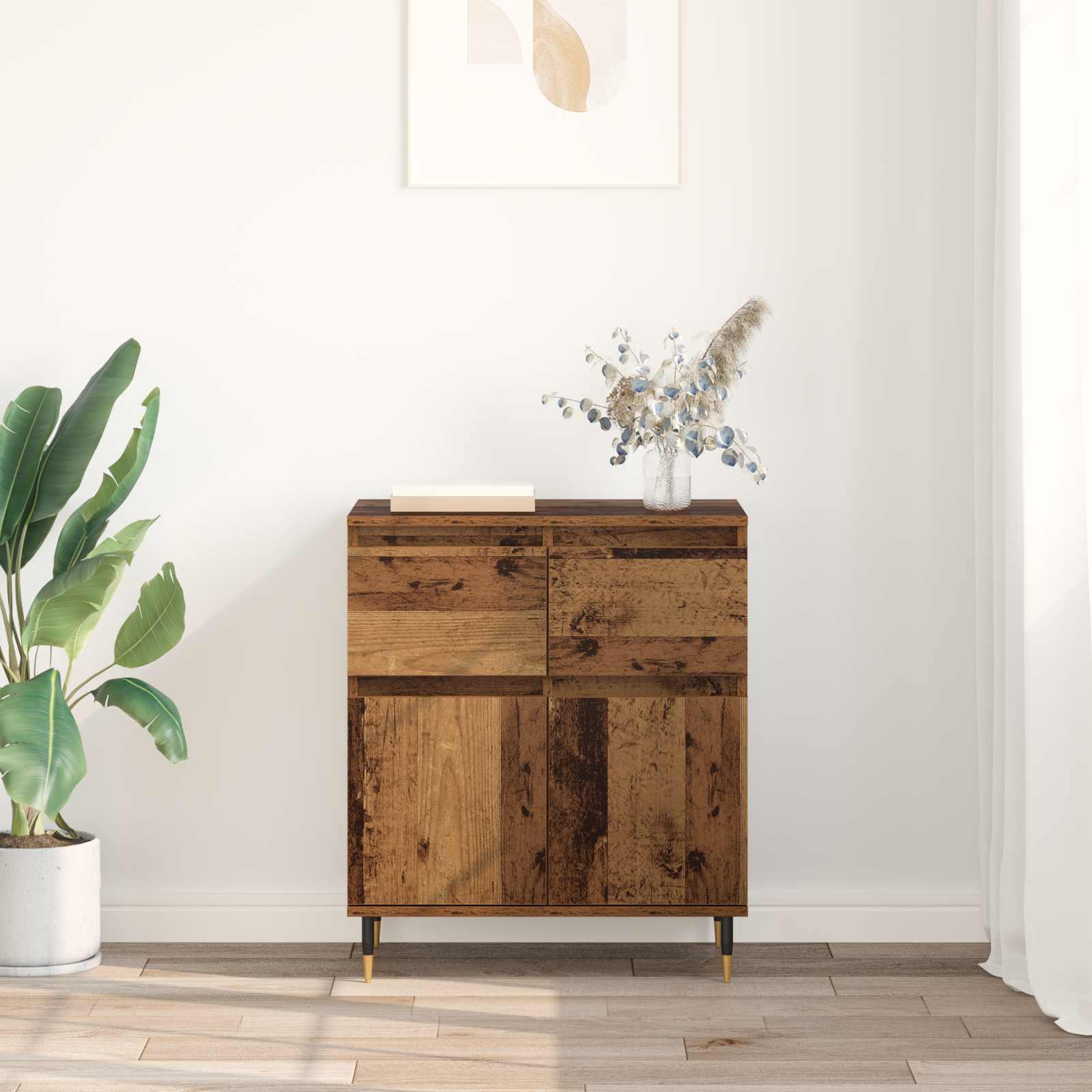 Sideboard Altholz 60 x 35 x 70 cm Verbundholz und Eisen