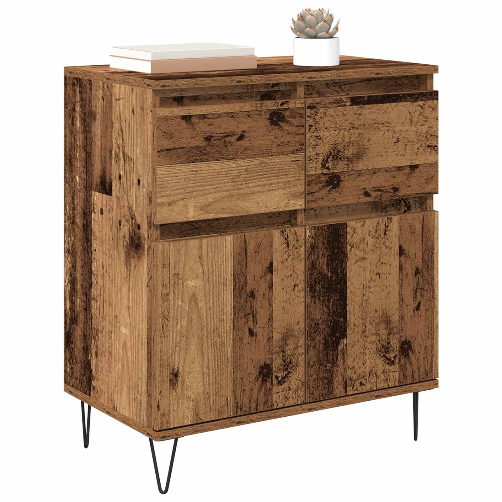 Sideboard Altholz 60 x 35 x 70 cm Verbundholz und Eisen