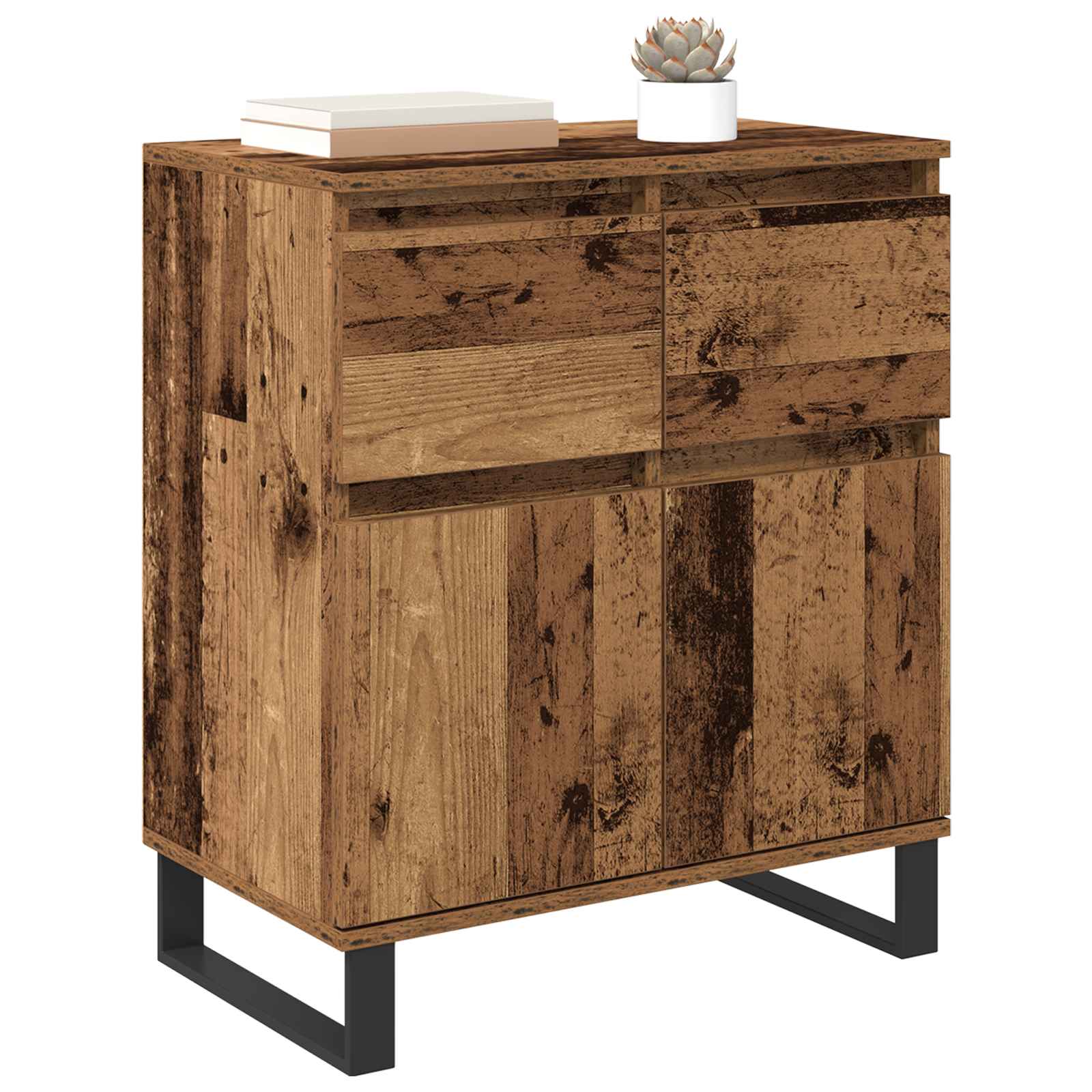 Sideboard Altholz 60 x 35 x 70 cm Verbundholz und Eisen