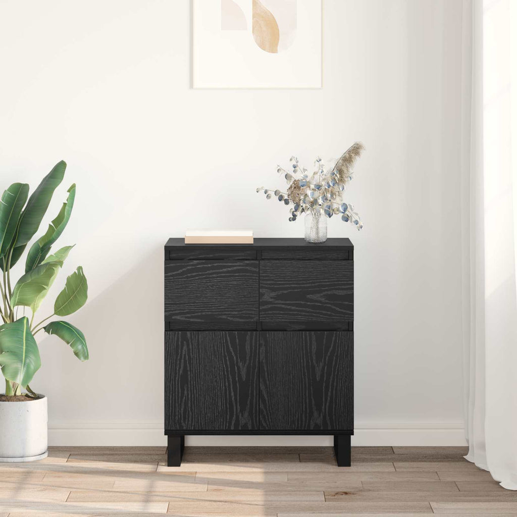 Sideboard mit Schubladen Schwarz Eichen-Optik 60 x 35 x 70 cm