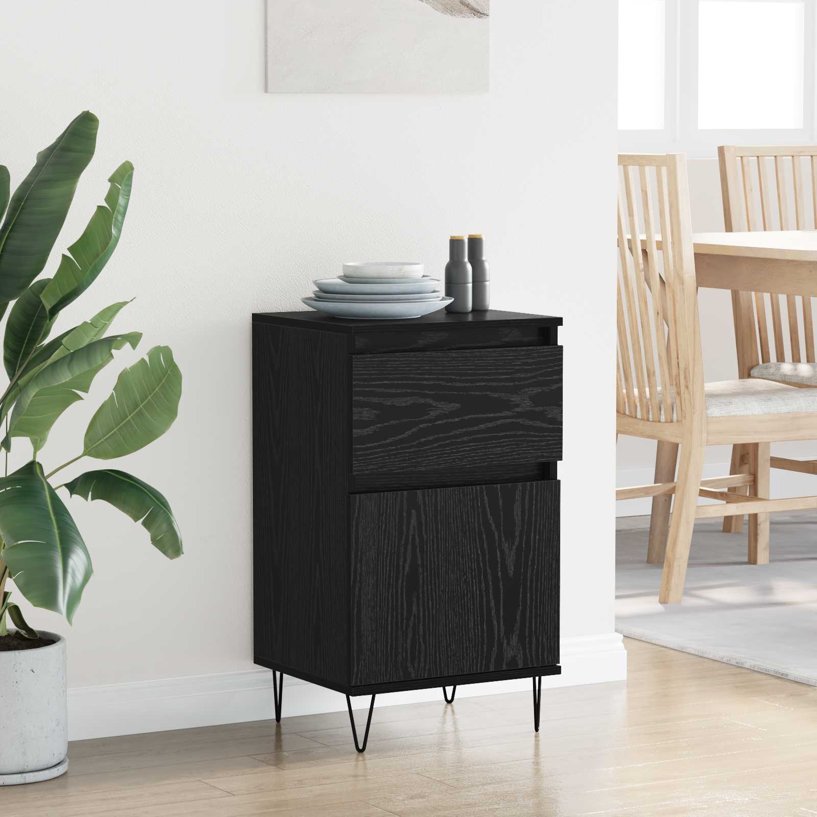 Sideboard Schwarz Eichen-Optik 35 x 40 x 70 cm Holzwerkstoff