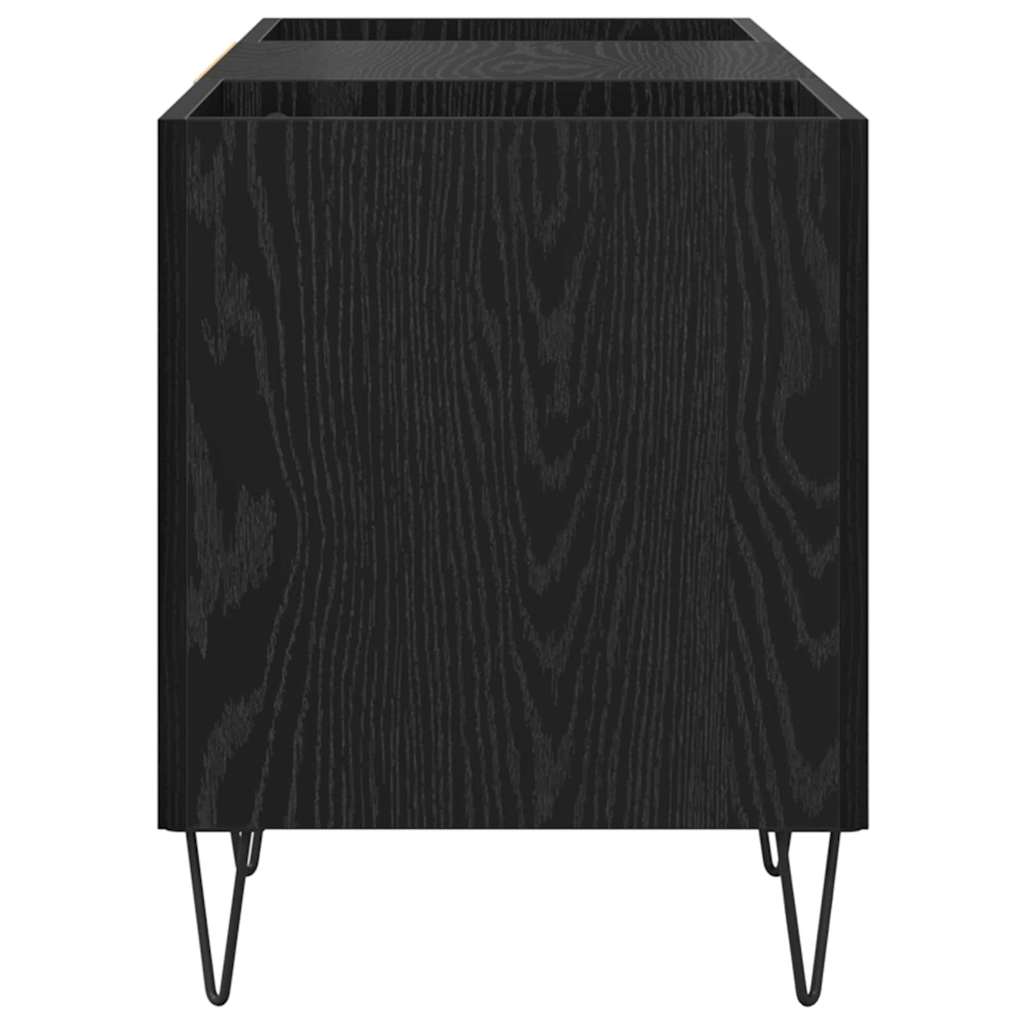 Schallplattenschrank Schwarz Eichen-Optik 121 x 38 x 48 cm