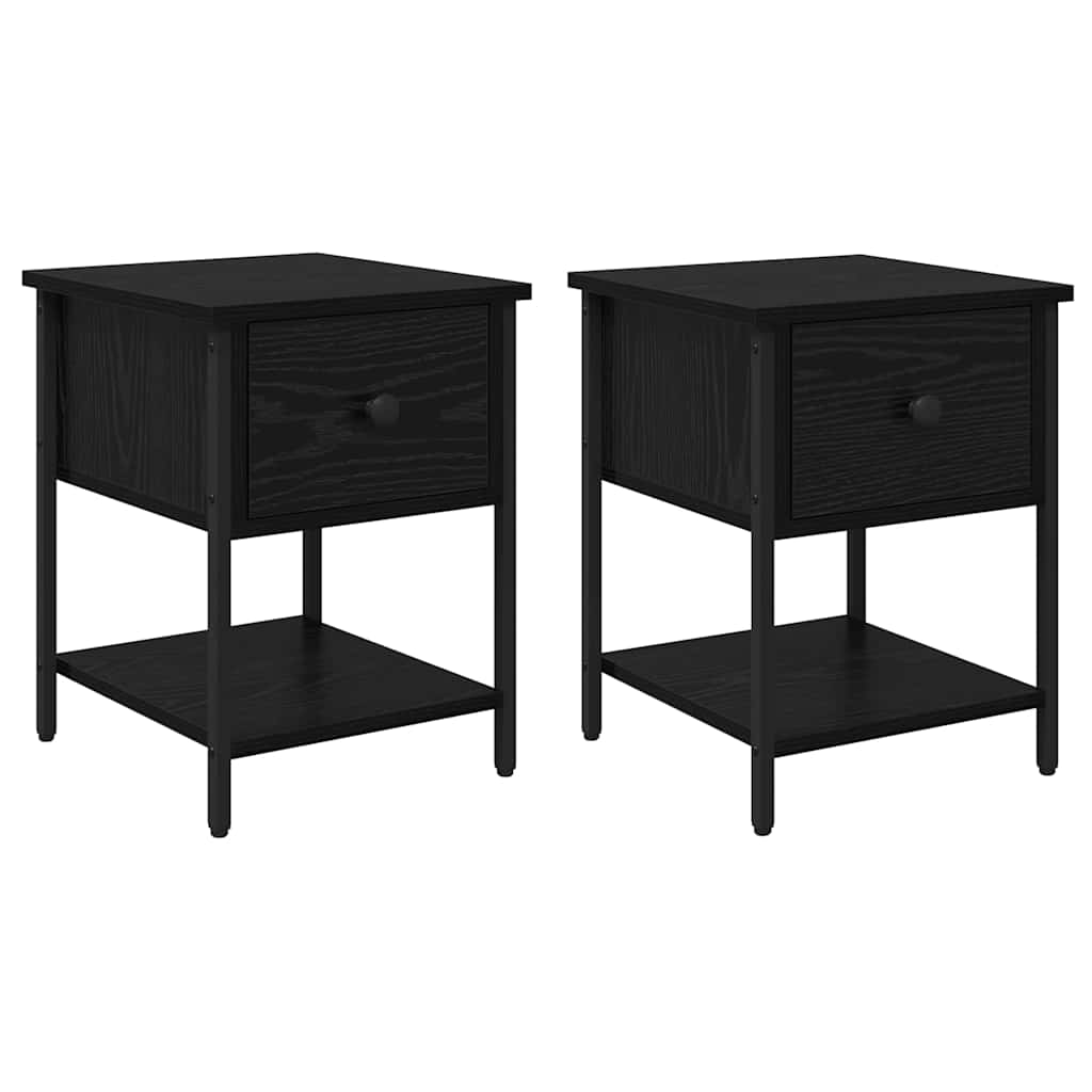 Nachttisch 2 pcs Schwarz Eichen-Optik 34 x 35,5 x 45 cm