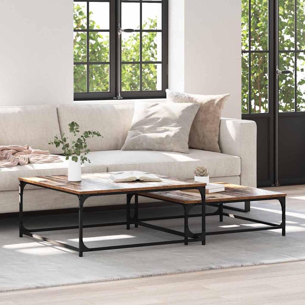 Couchtisch 2 pcs Altholz Holzwerkstoff