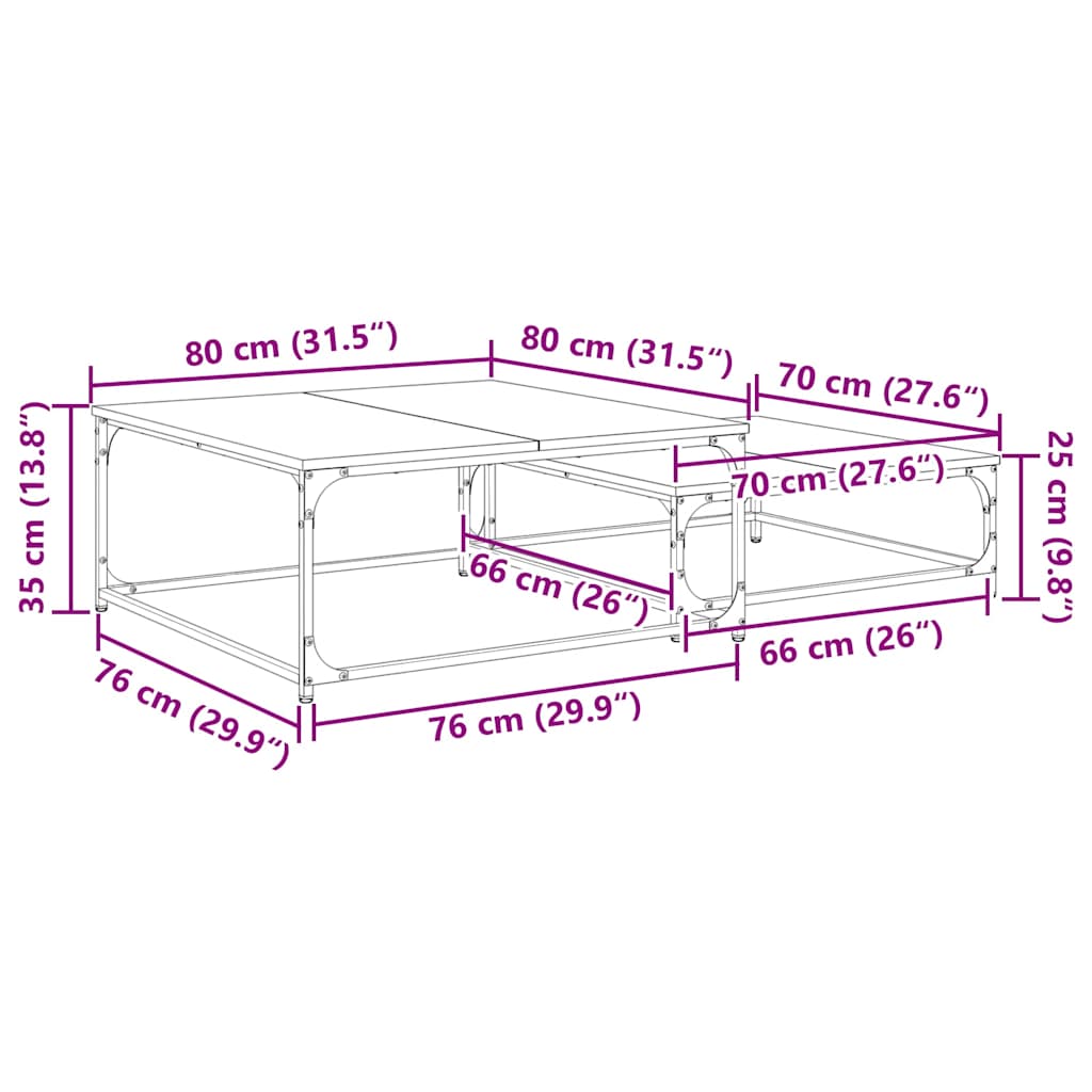 Couchtisch 2 pcs Artisan-Eiche Holzwerkstoff