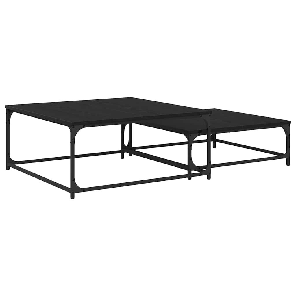 Couchtisch 2 pcs Schwarz Eichen-Optik Holzwerkstoff