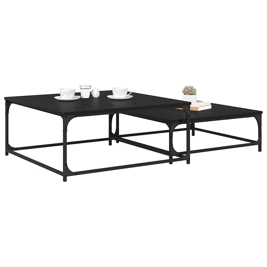 Couchtisch 2 pcs Schwarz Eichen-Optik Holzwerkstoff