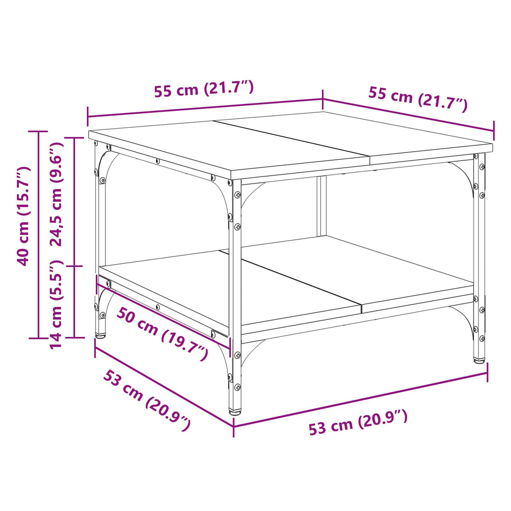 Couchtisch Schwarz Eichen-Optik 55 x 55 x 40 cm Holzwerkstoff