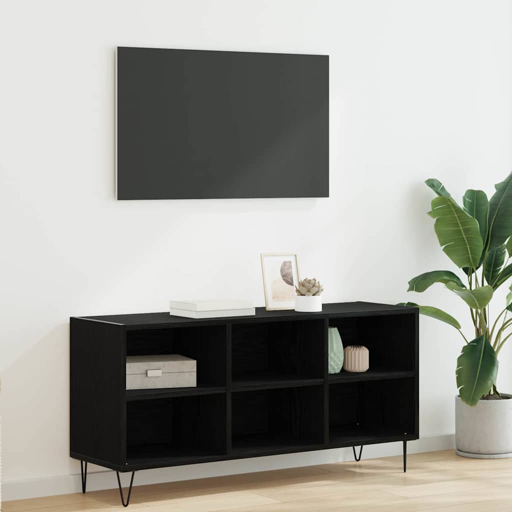 TV-Schränk Schwarz Eichen-Optik 103,5 x 30 x 50 cm