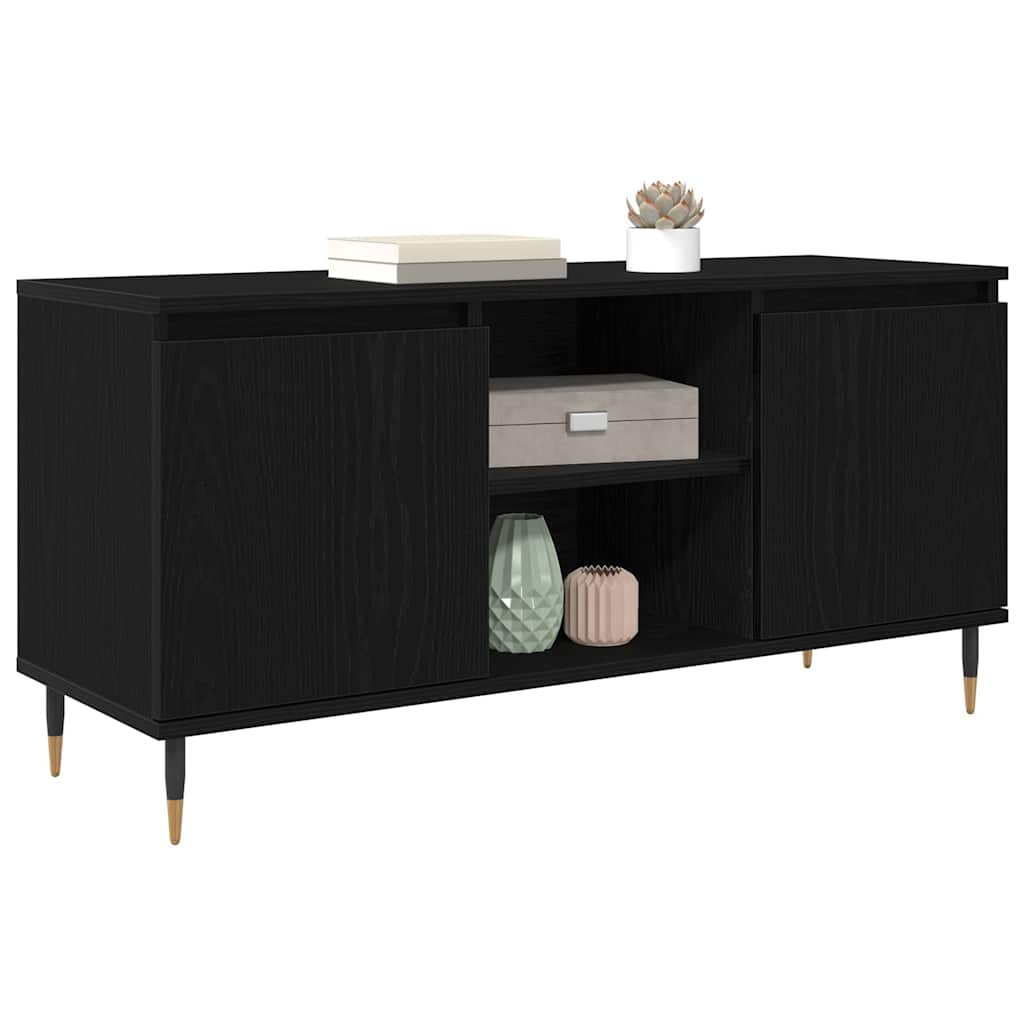 TV-Schränk Schwarz Eichen-Optik 104 x 35 x 50 cm Holzwerkstoff